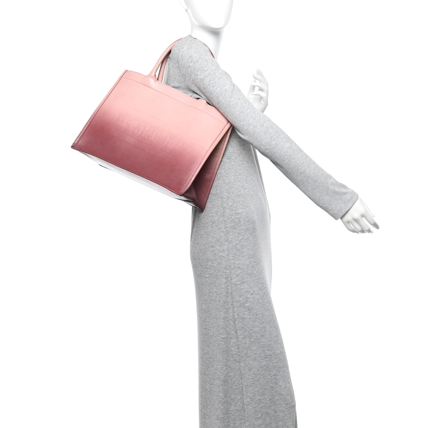 Gradient Smooth Calfskin Embossed Medium Book Tote Pink