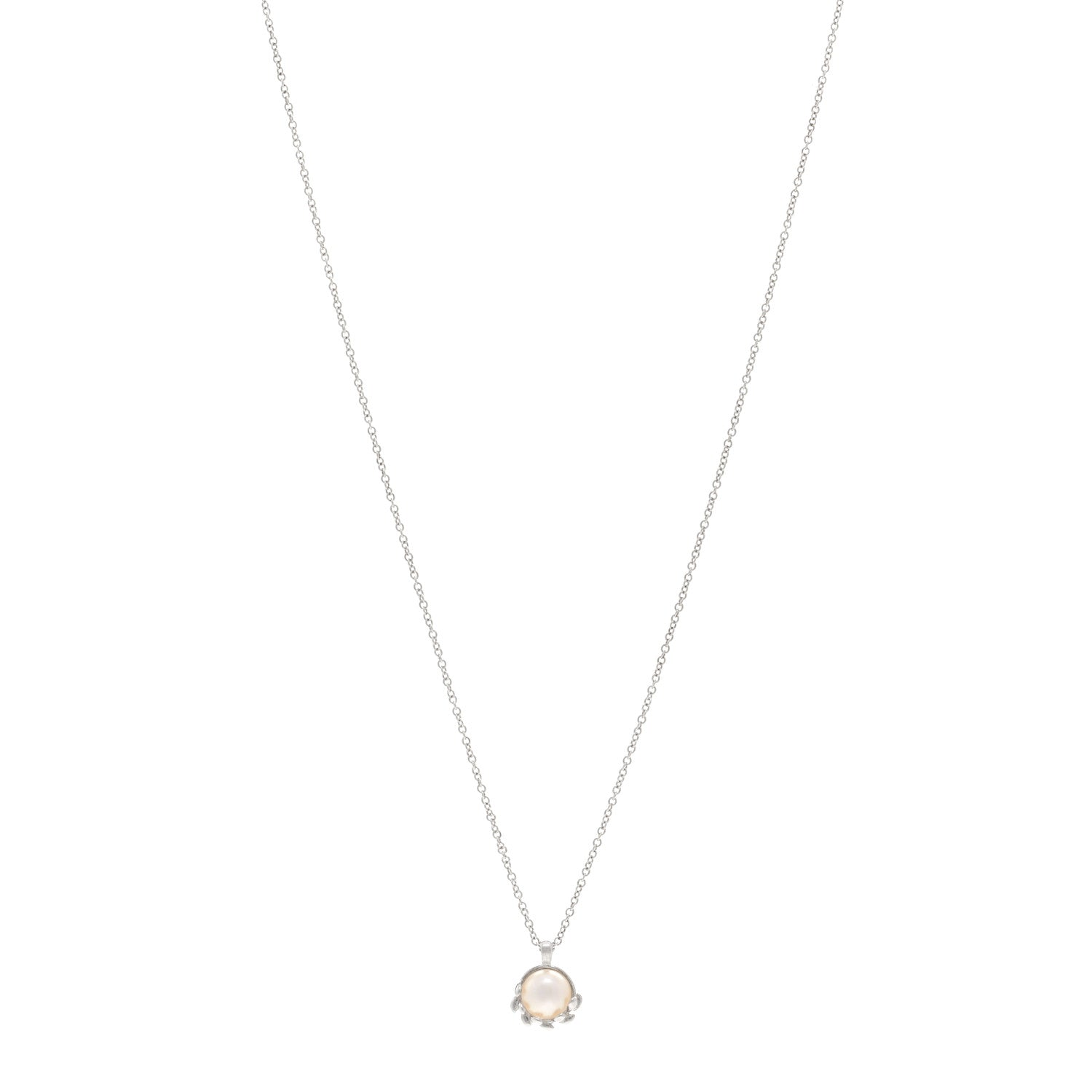 Tiffany Sterling Silver Pearl Paloma Picasso Olive Leaf Pendant Necklace 1 of 4
