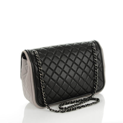 Chanel Lambskin Quilted Classic Twist Flap Black Grey 3 of 7
