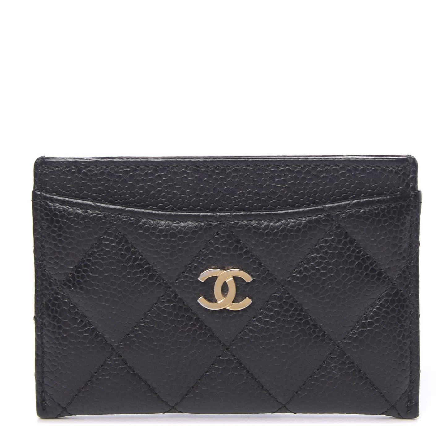 Caviar Quilted Card Holder Black