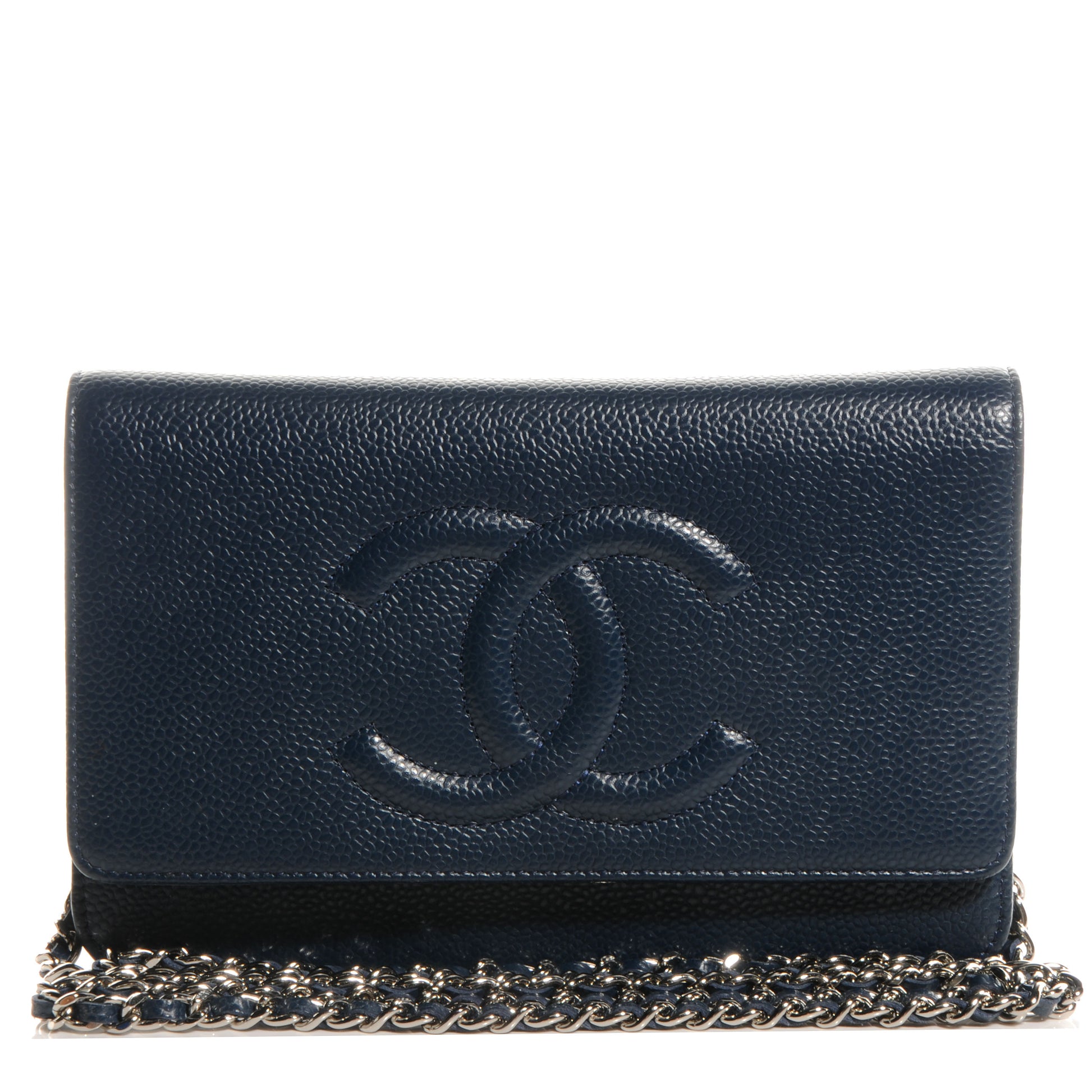 Chanel Caviar Timeless CC Wallet on Chain WOC Navy Blue 1 of 8