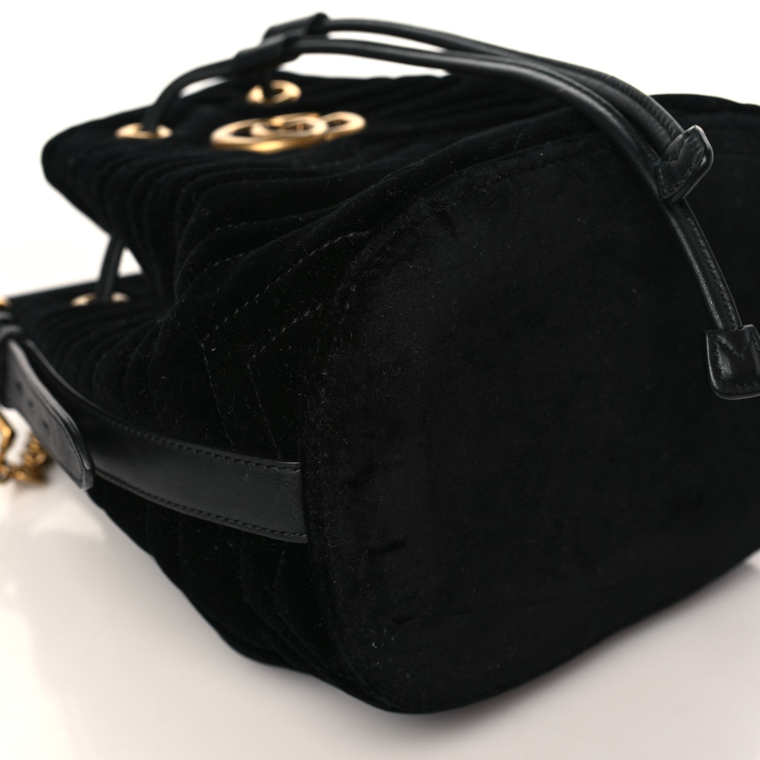 Gucci Velvet Matelasse GG Marmont Bucket Bag Black 8 of 10