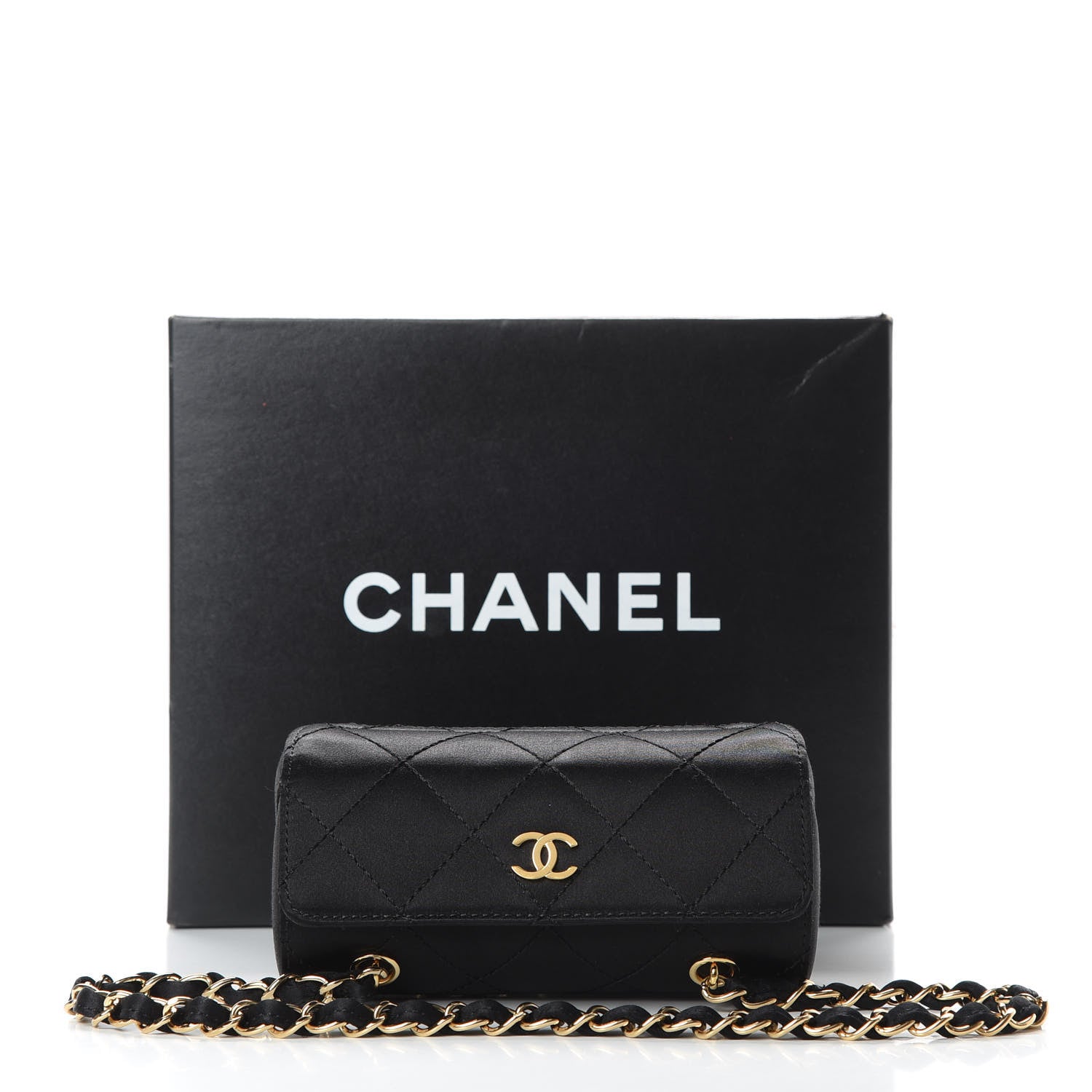 Chanel Satin Quilted Evening Bag Black 11 of 11