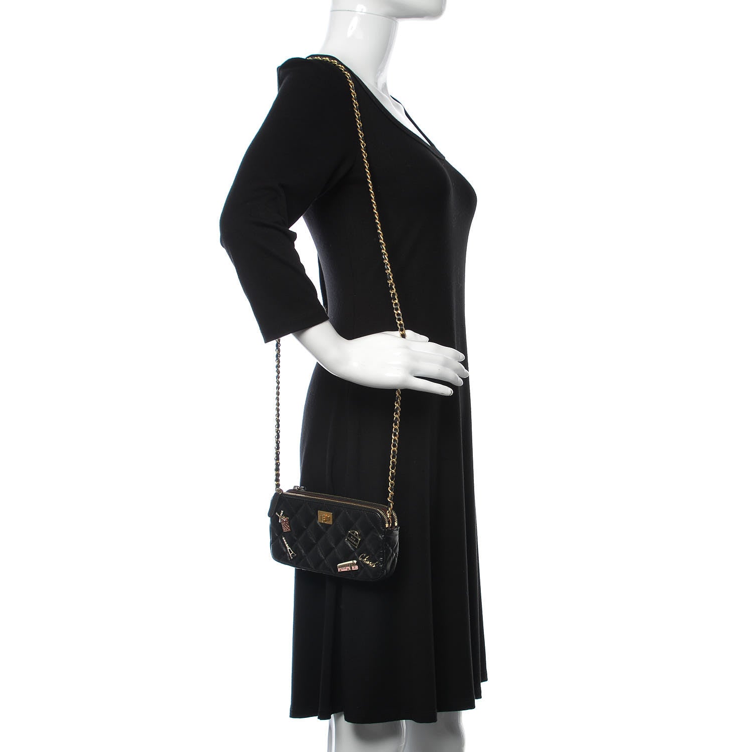 Chanel Aged Calfskin Lucky Charms 2.55 Reissue Small Clutch With Chain Black 2 of 9