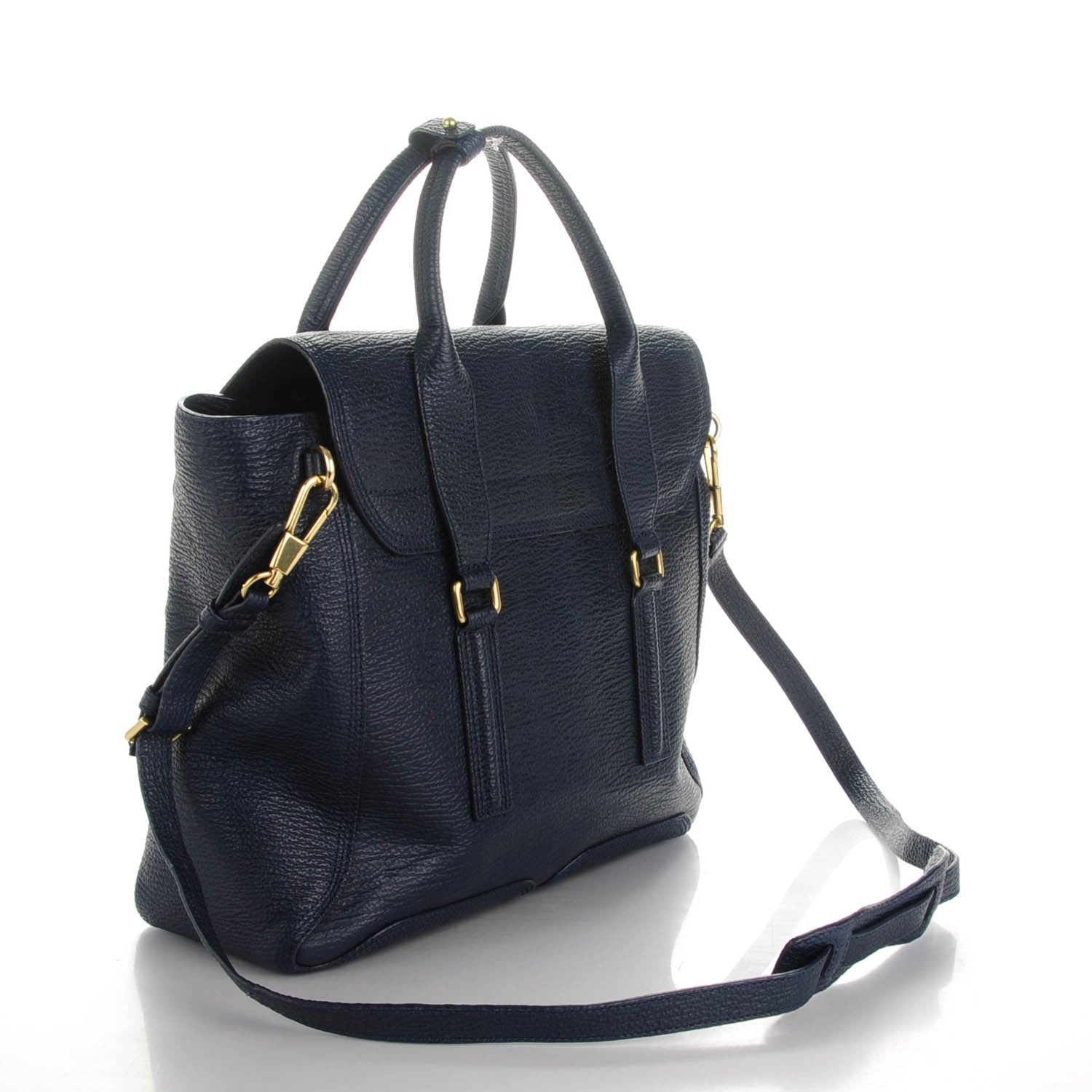 3.1 Phillip Lim 3.1 Textured Calfskin Large Pashli Satchel Ink 3 of 7
