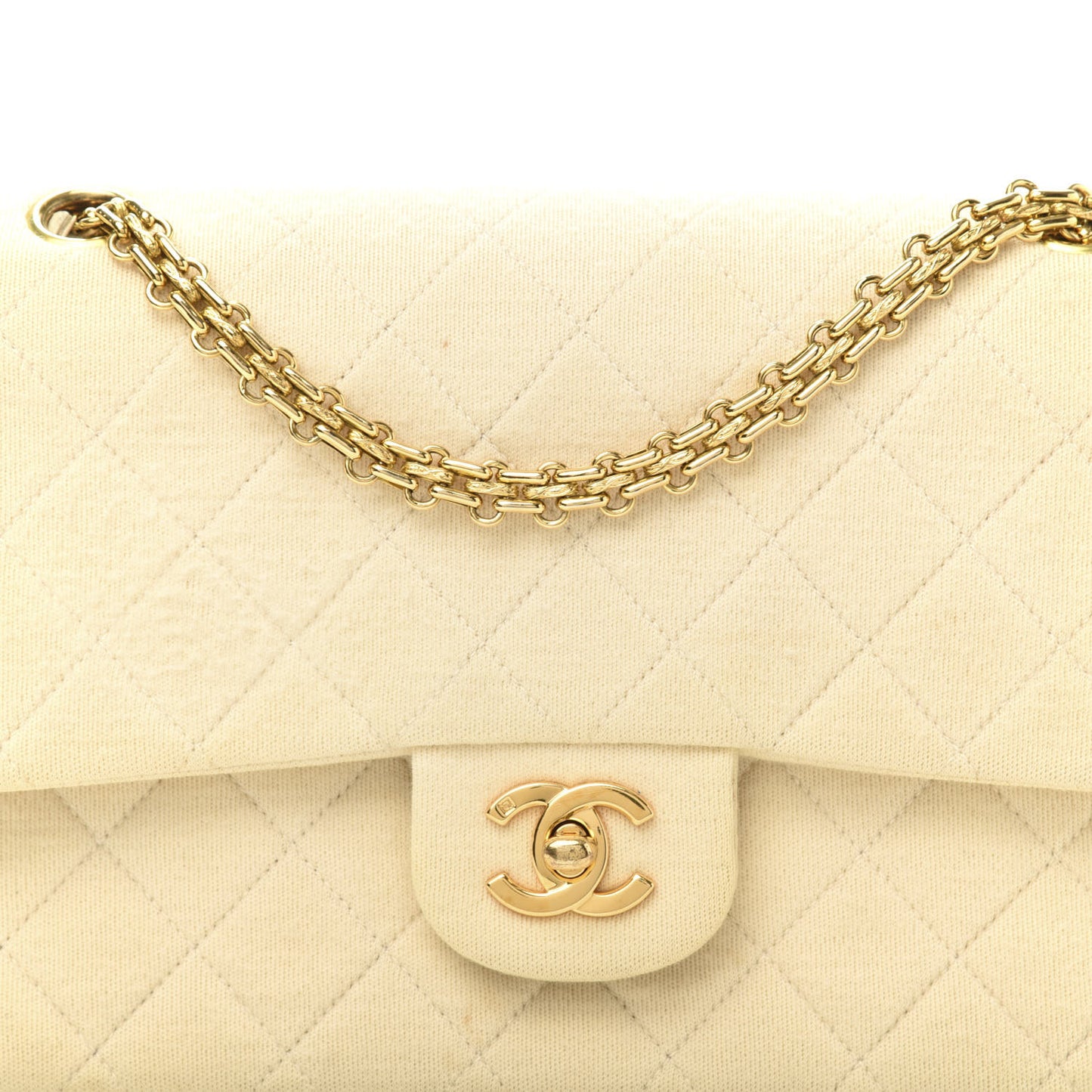 Jersey Quilted Medium Double Flap Beige