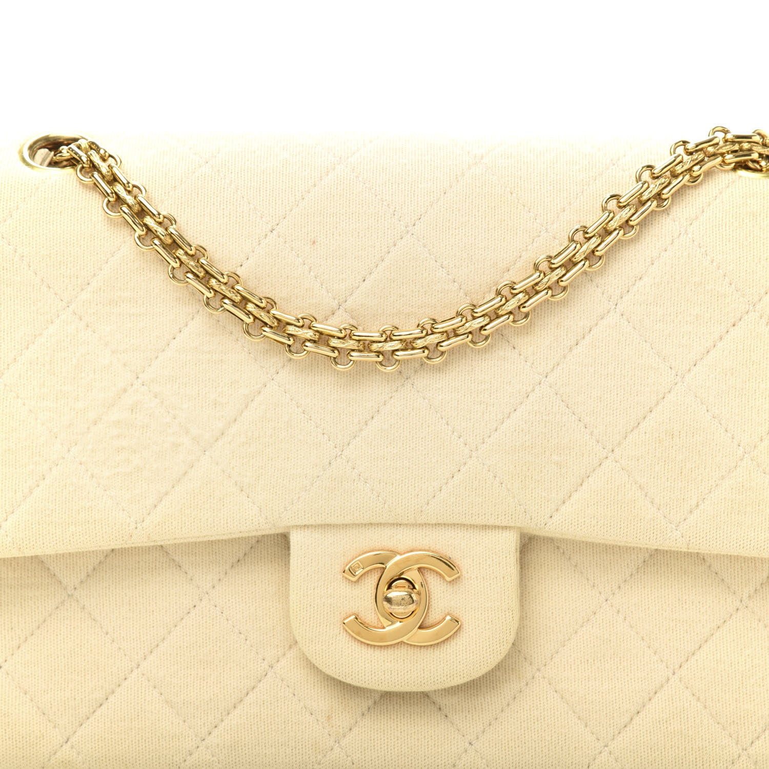 Chanel Jersey Quilted Medium Double Flap Beige 18 of 18