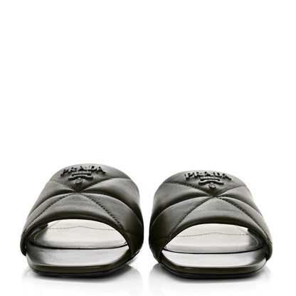Prada Nappa Logo Quilted 10mm Slide Sandals 36.5 Militare 2 of 8