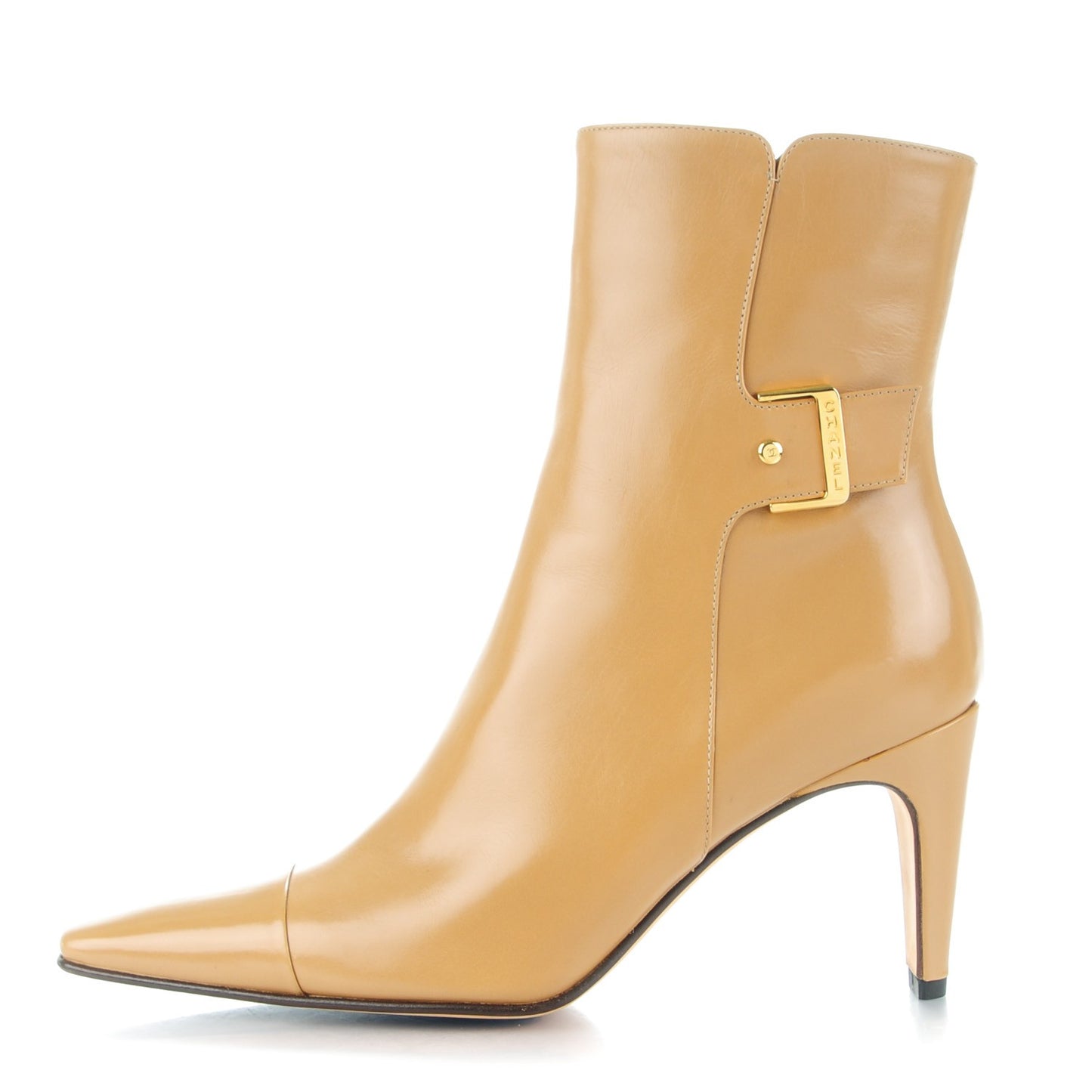 Calfskin Cap Toe Short Boots 36 Tan