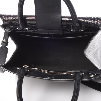 Givenchy Calfskin Crocodile Embossed Small Obsedia Satchel Black 10 of 10