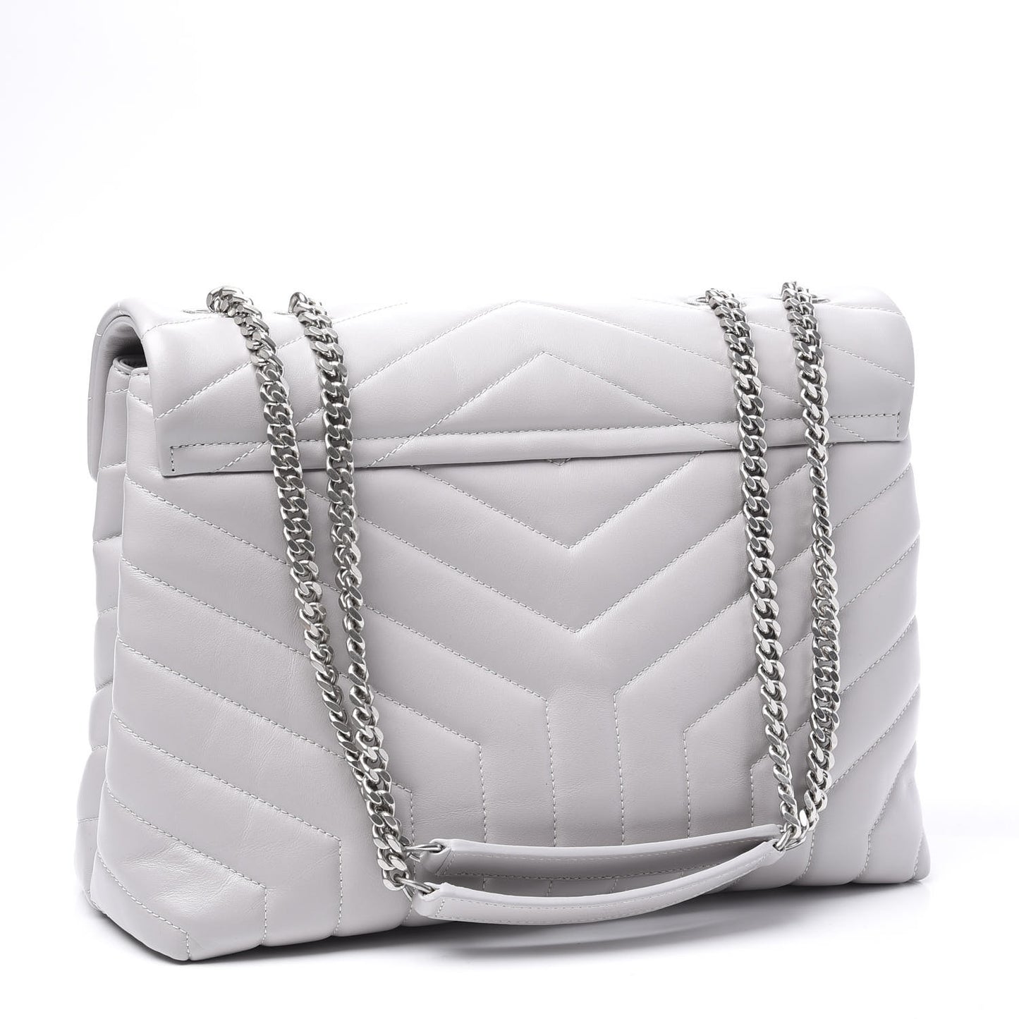 Calfskin Y Quilted Monogram Medium Loulou Chain Satchel White