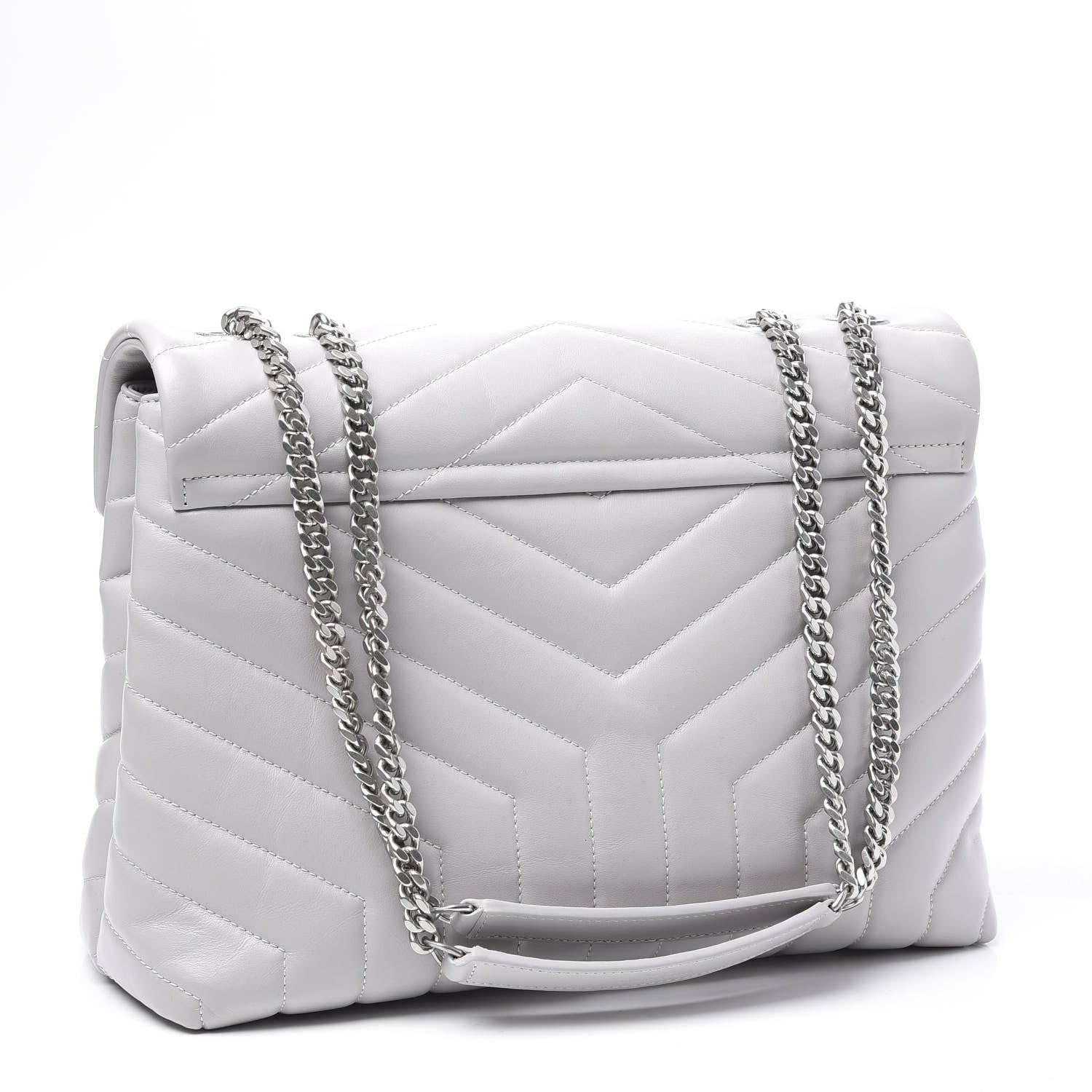 Saint Laurent Calfskin Y Quilted Monogram Medium Loulou Chain Satchel White 2 of 11