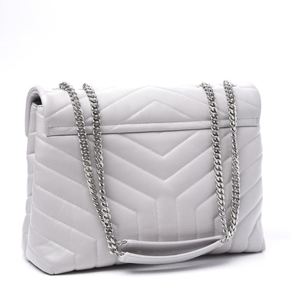 Saint Laurent Calfskin Y Quilted Monogram Medium Loulou Chain Satchel White 2 of 11