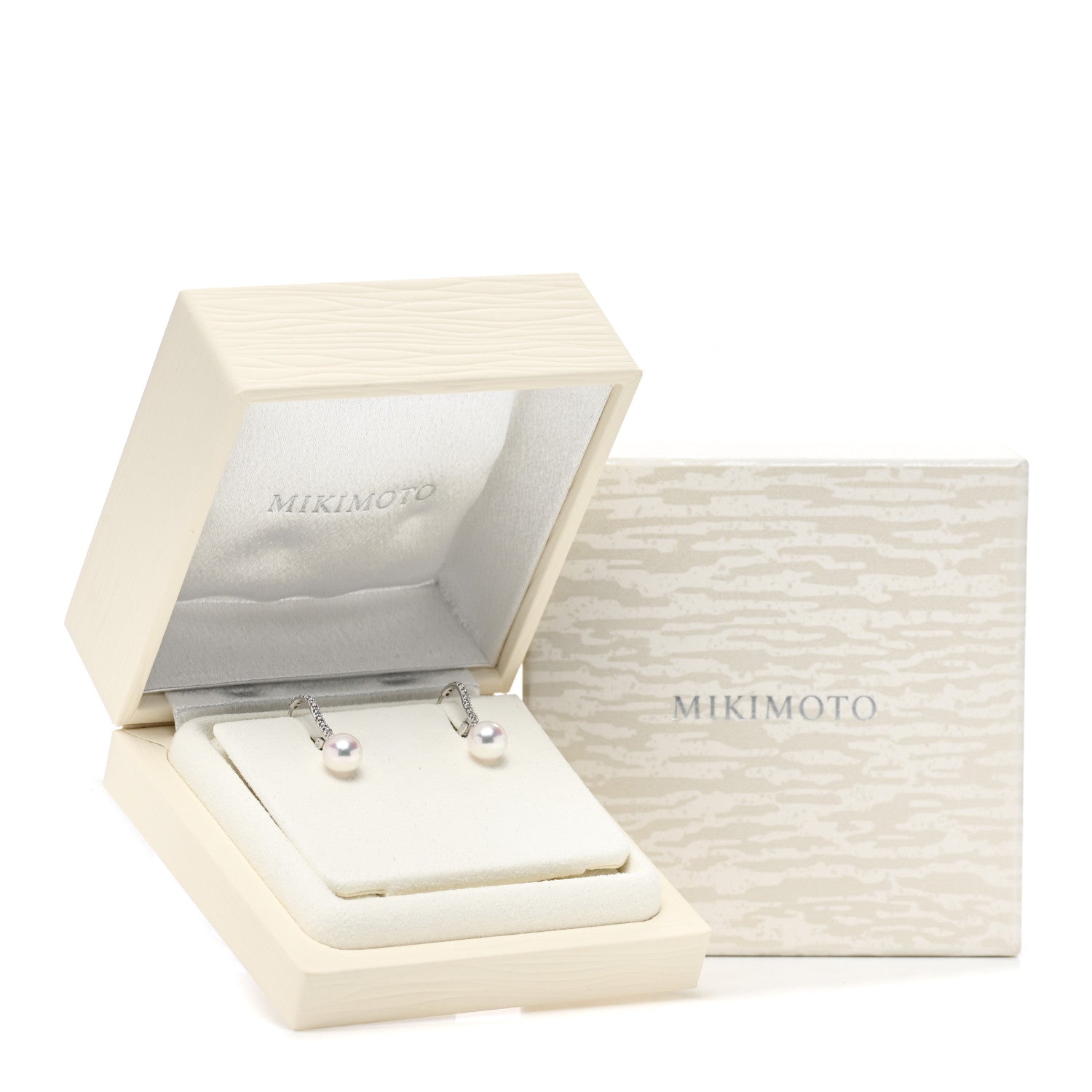 Mikimoto 18K White Gold Diamond Akoya Pearl 7.5mm Drop Earrings 5 of 5