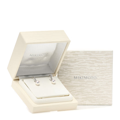 Mikimoto 18K White Gold Diamond Akoya Pearl 7.5mm Drop Earrings 5 of 5