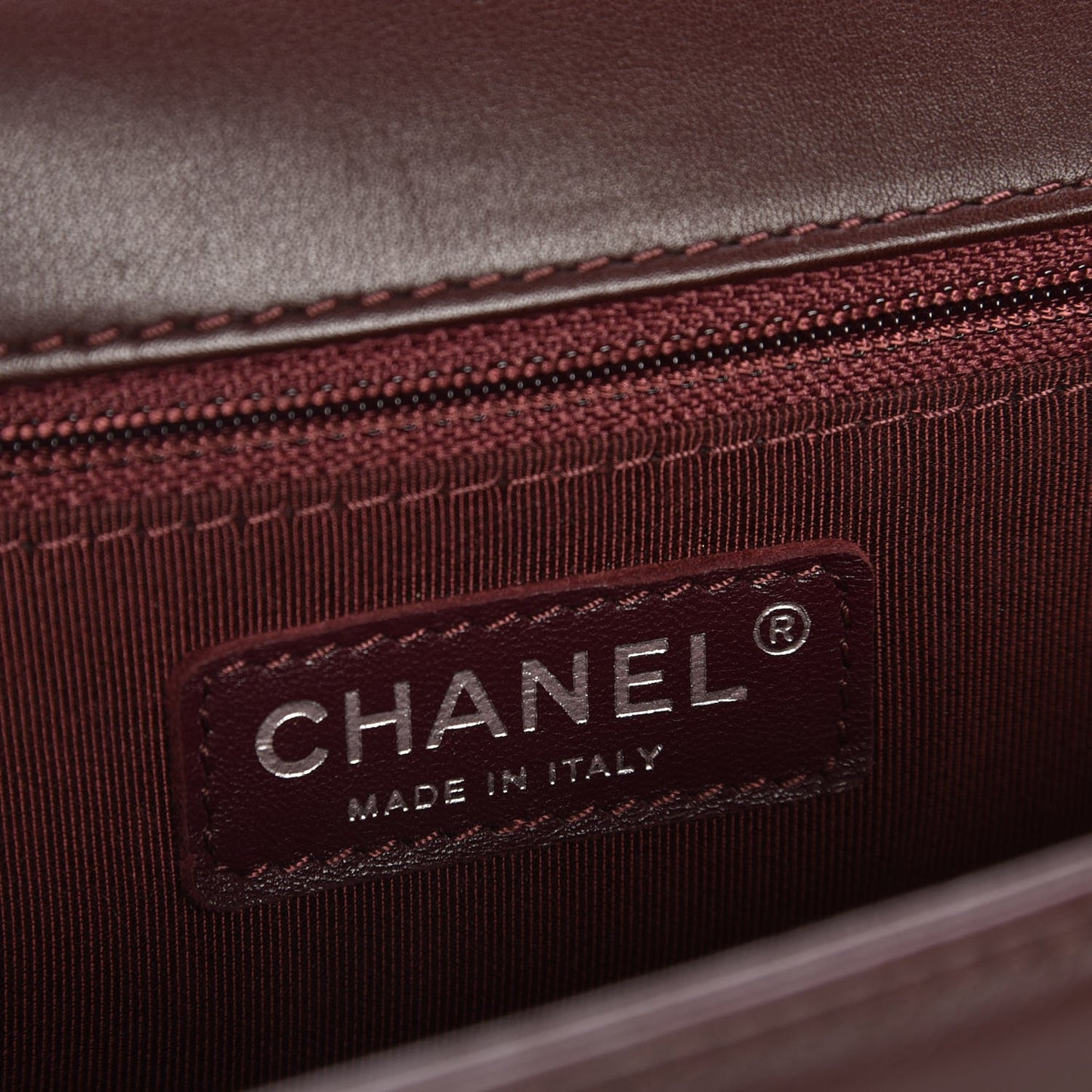 Calfskin Chevron Quilted New Medium Boy Flap Burgundy