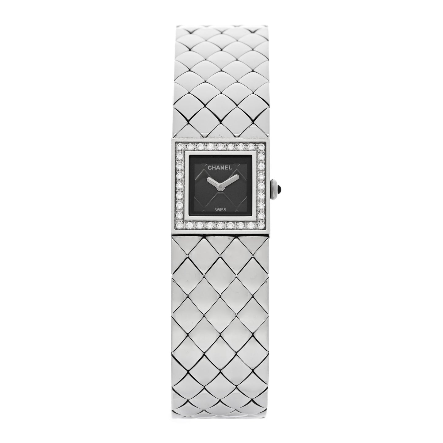 Stainless Steel Diamond 19mm Matelasse Quartz Watch