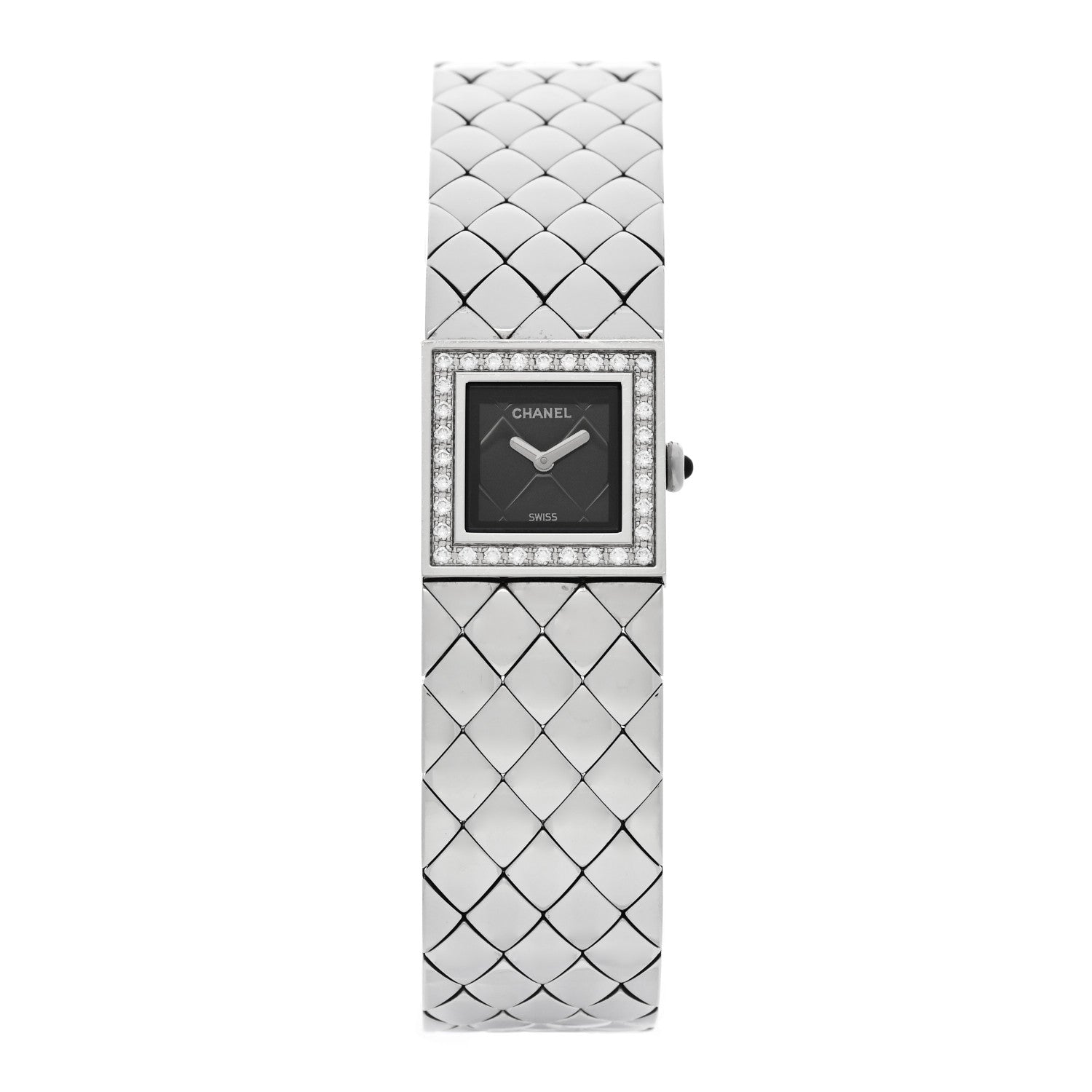 Chanel Stainless Steel Diamond 19mm Matelasse Quartz Watch 1 of 5