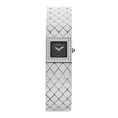 Chanel Stainless Steel Diamond 19mm Matelasse Quartz Watch 1 of 5
