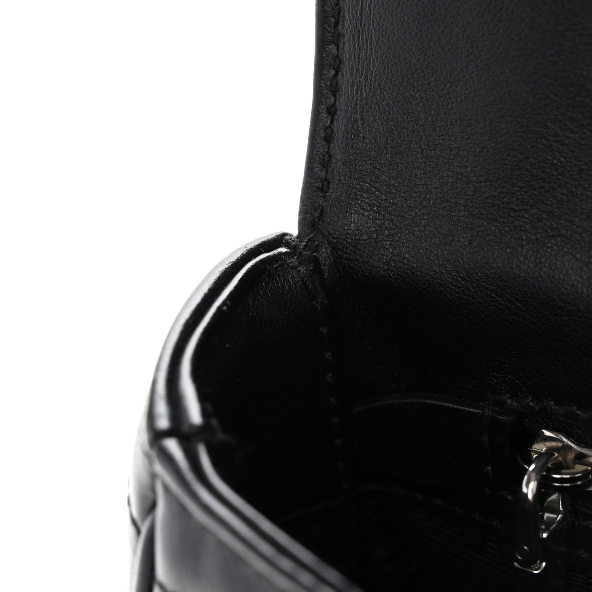 Soft Calfskin Impunture Diagramme Medium Chain Flap Shoulder Bag Black
