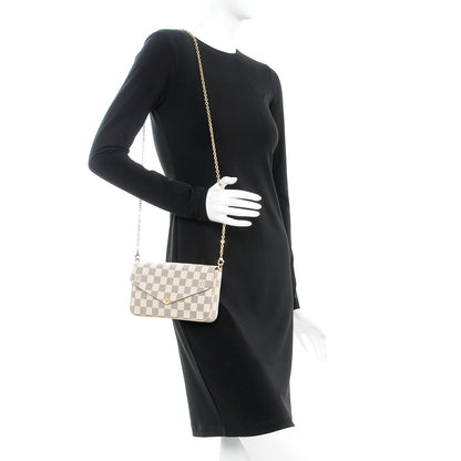 Louis Vuitton Damier Azur Pochette Felicie Chain Wallet Rose Ballerine 2 of 12