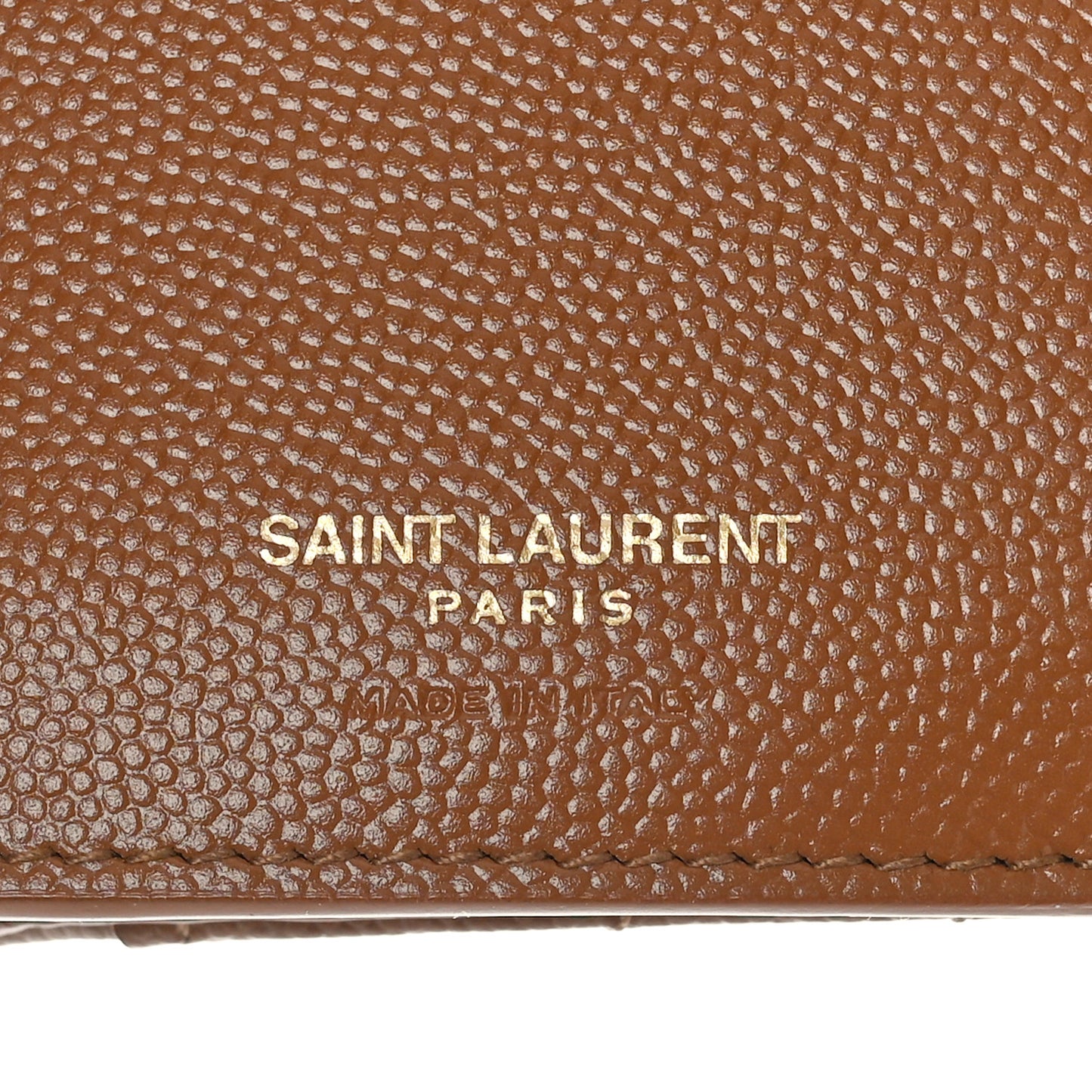 Grain De Poudre Matelasse Chevron Monogram Compact Tri Fold Wallet Natural Dark