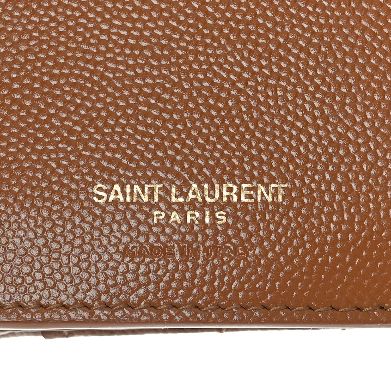 Saint Laurent Grain De Poudre Matelasse Chevron Monogram Compact Tri Fold Wallet Natural Dark 6 of 9