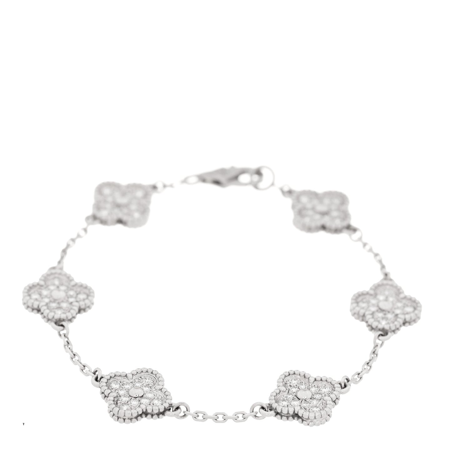 18K White Gold Diamond 6 Motifs Sweet Alhambra Bracelet