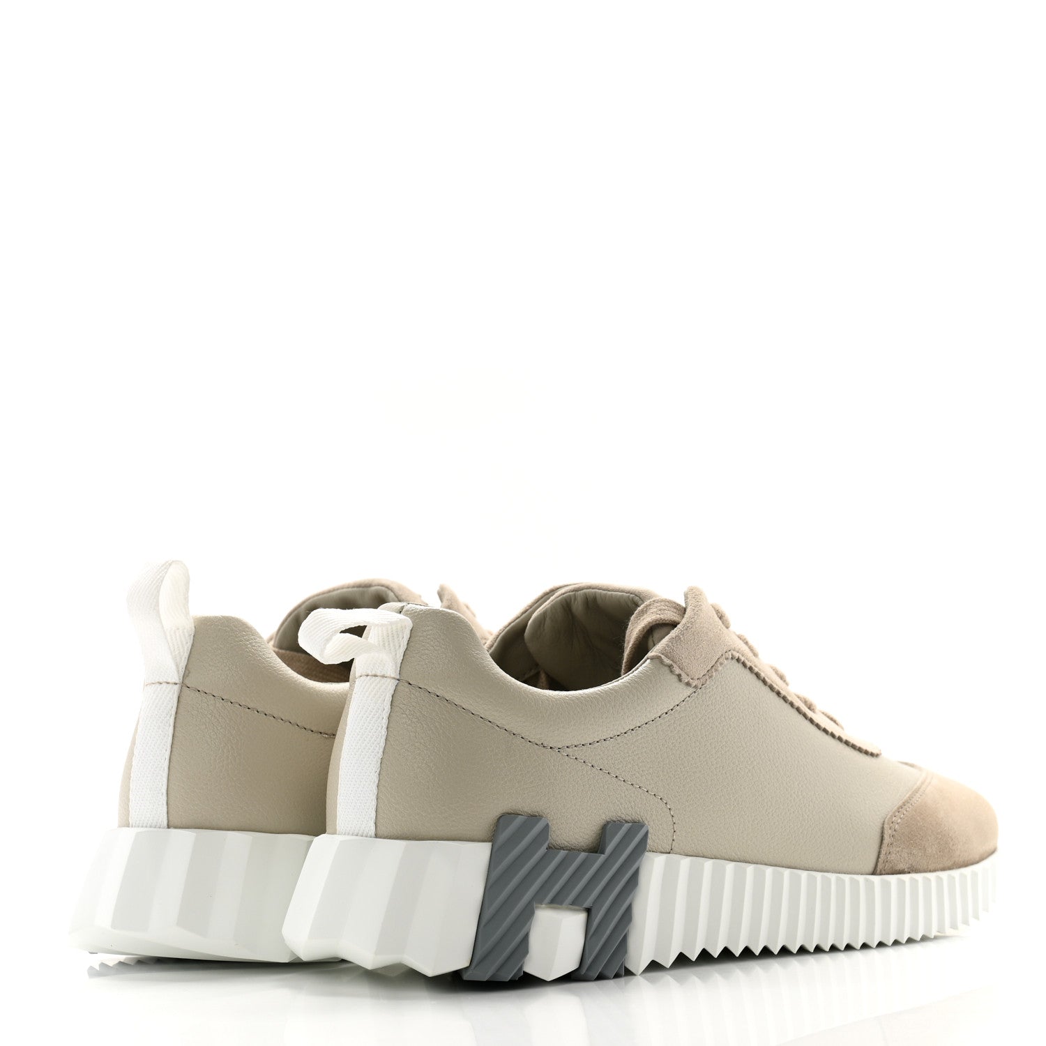 Hermes Sport Goatskin Suede Goatskin Womens Bouncing Sneakers 37.5 Beige Esquisse 4 of 10