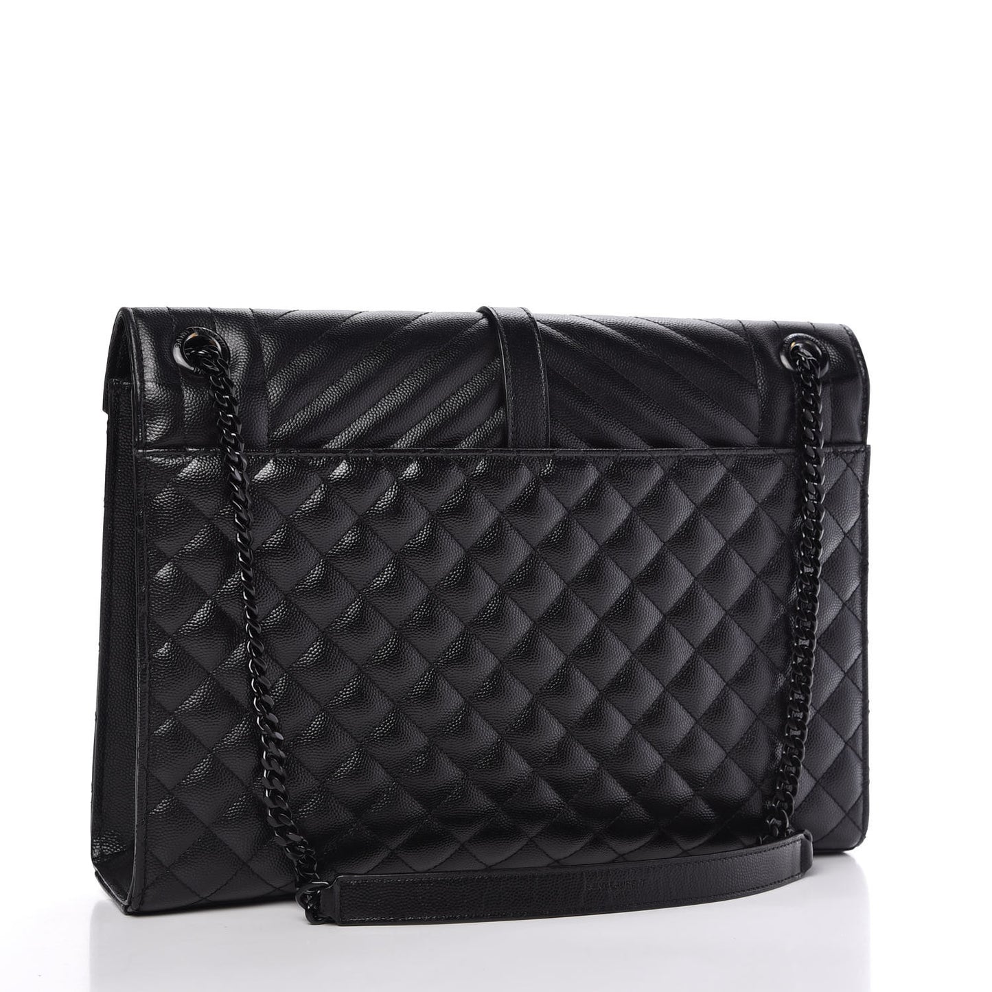 Grain De Poudre Textured Mixed Matelasse Large Triquilt Monogram Monochrome Satchel Black