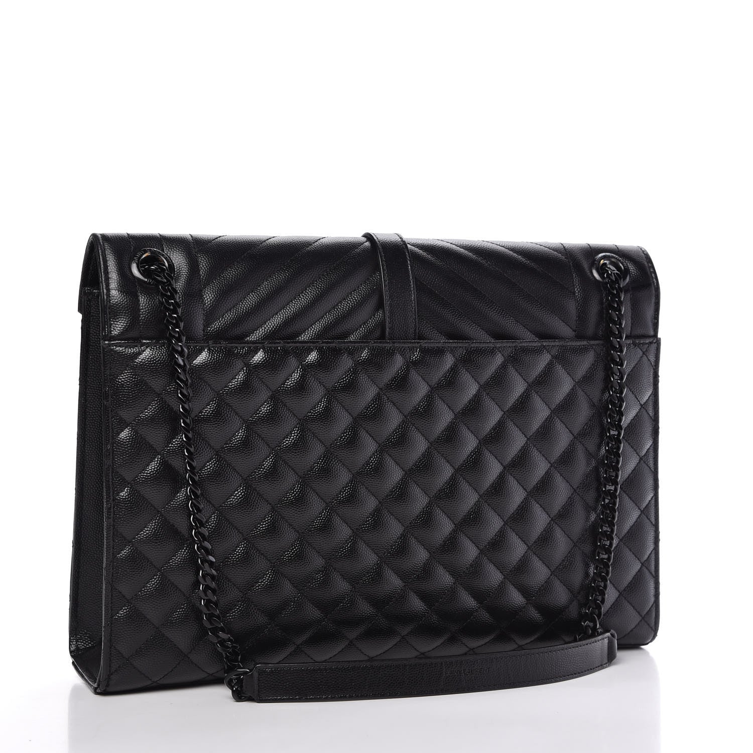 Saint Laurent Grain De Poudre Textured Mixed Matelasse Large Triquilt Monogram Monochrome Satchel Black 4 of 11