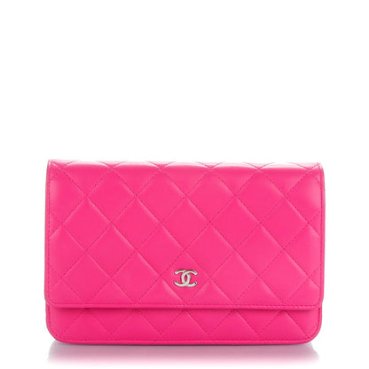 Chanel Lambskin Quilted Wallet On Chain WOC Dark Pink 1 of 9