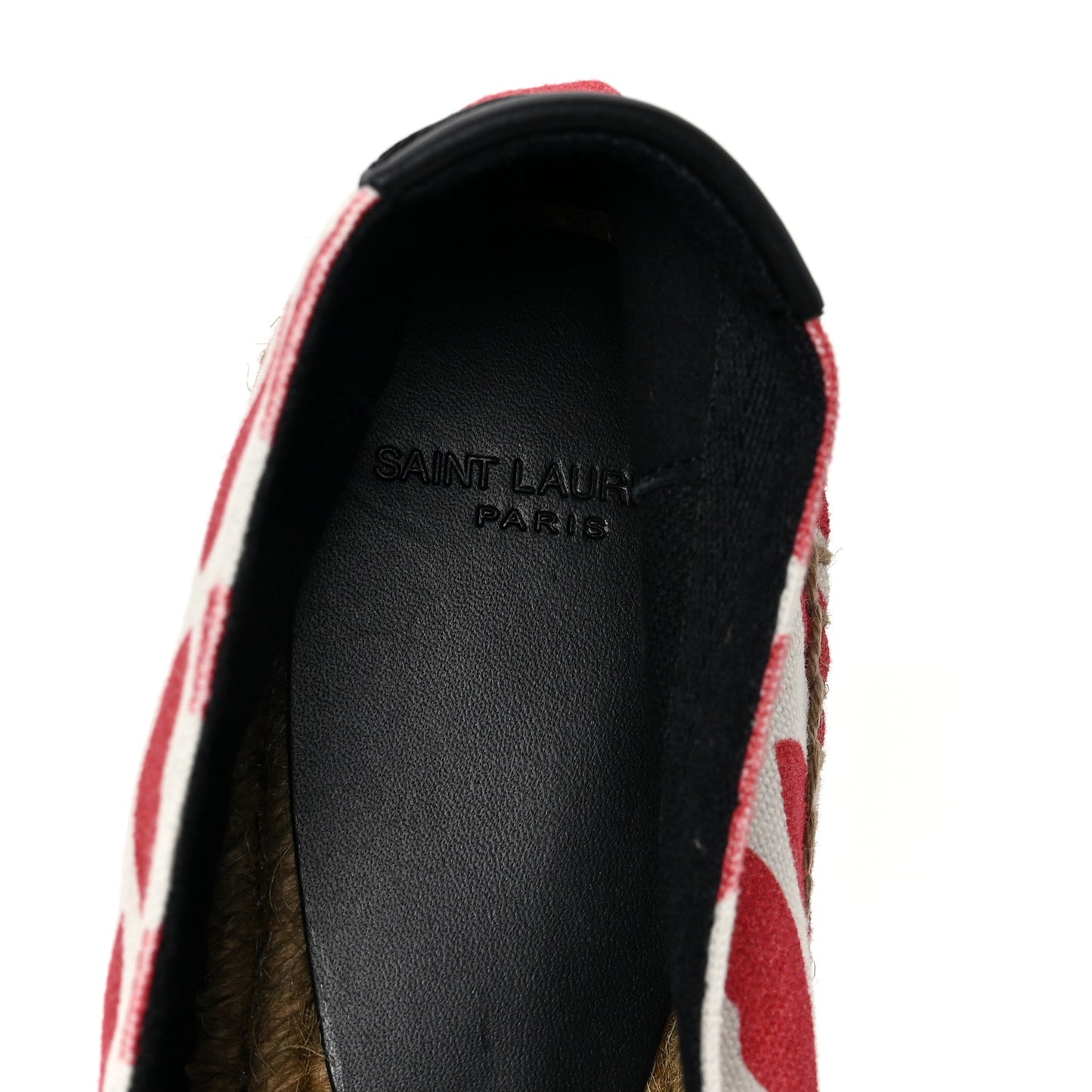 Lip Print Canvas Espadrilles 39 Bianco Rosso Black