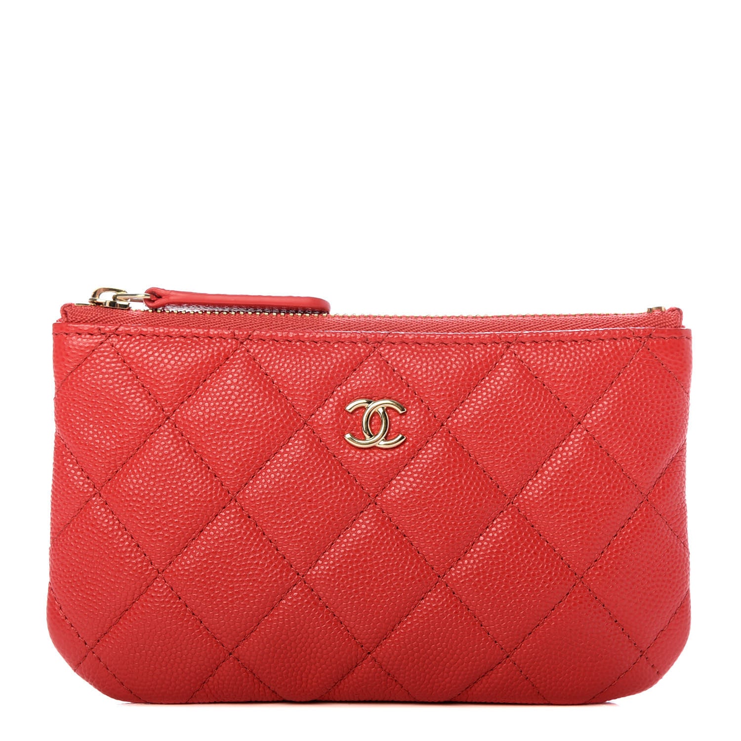 Chanel Shiny Caviar Quilted Small Cosmetic Case Red 1 of 7
