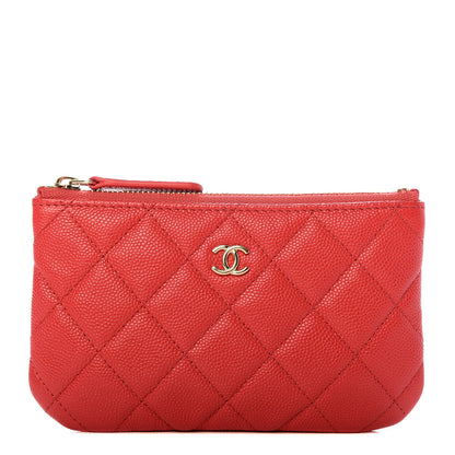 Chanel Shiny Caviar Quilted Small Cosmetic Case Red 1 of 7
