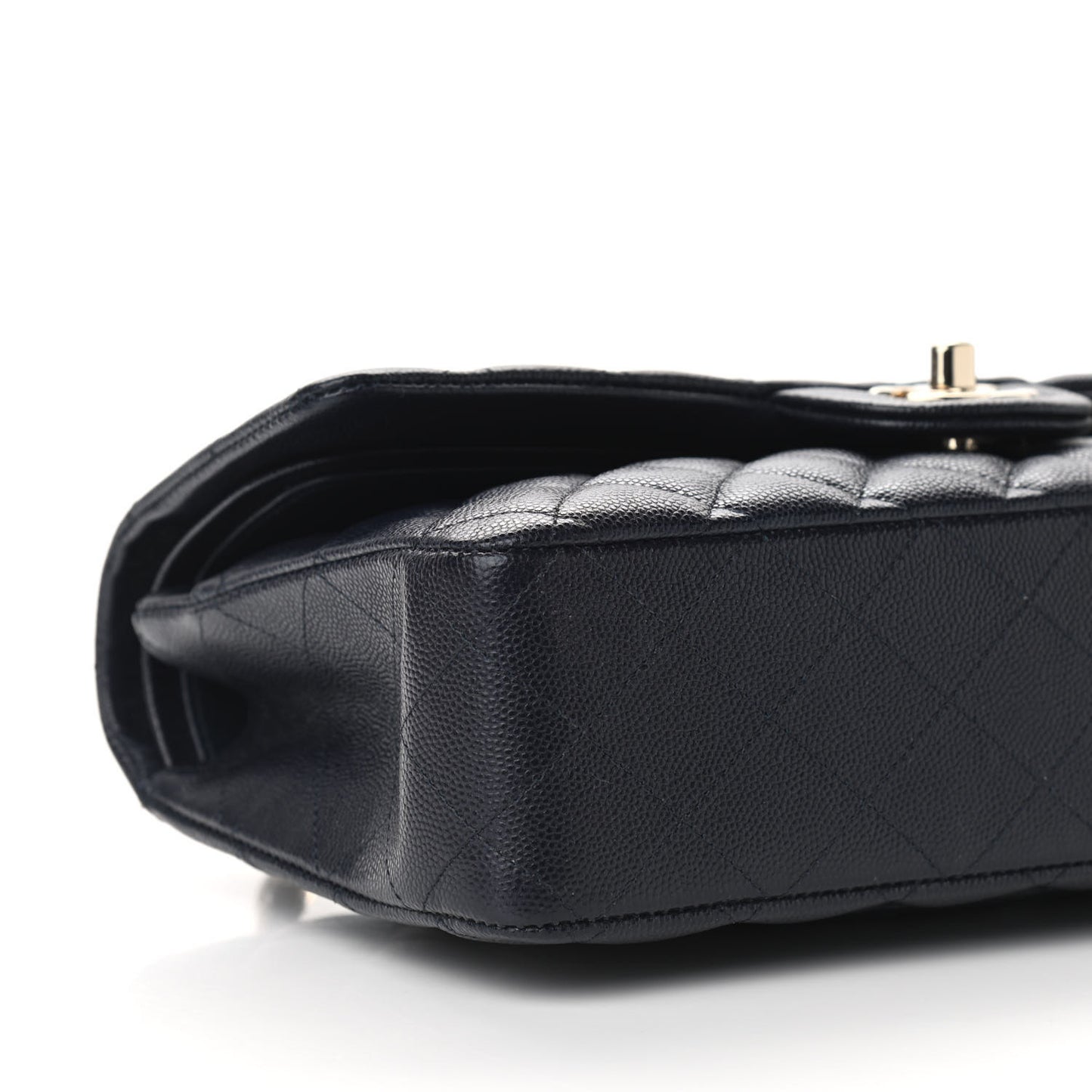 Caviar Quilted Medium Double Flap Navy