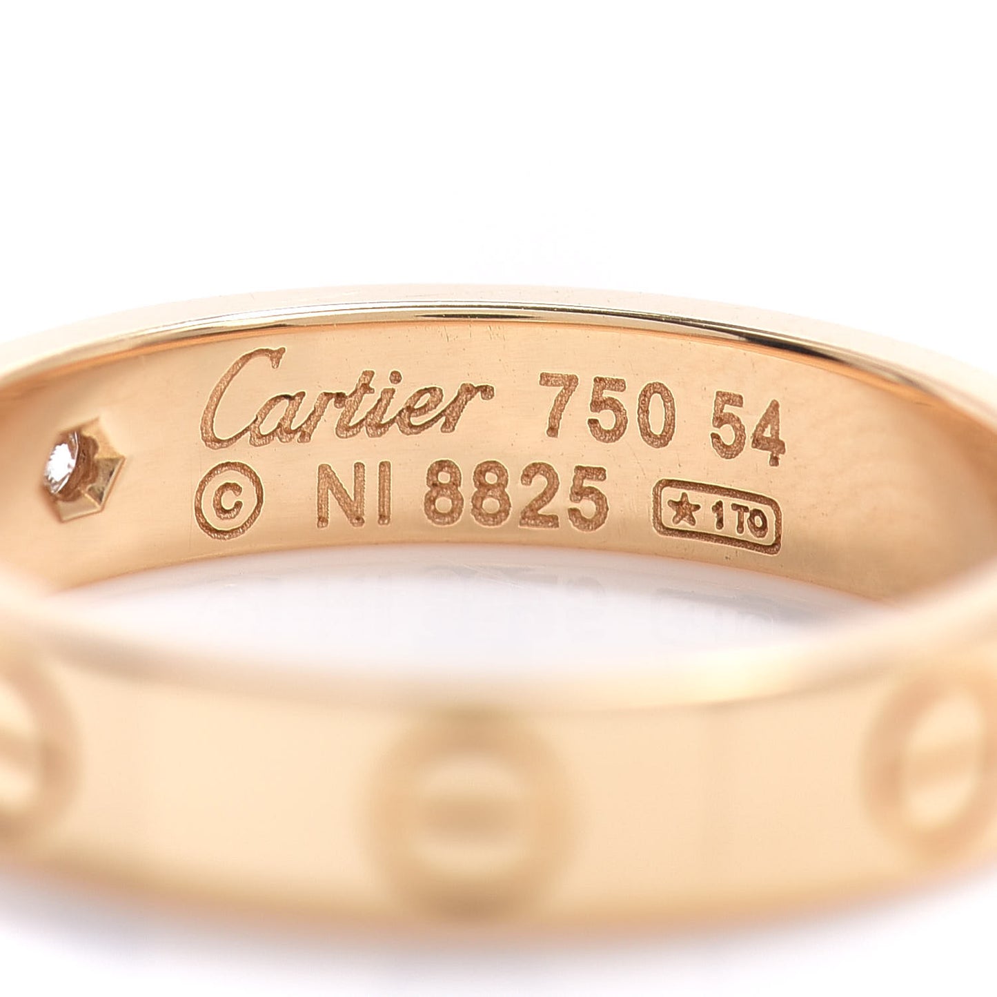 18K Yellow Gold Diamond 4mm LOVE Wedding Band Ring 54 6.75