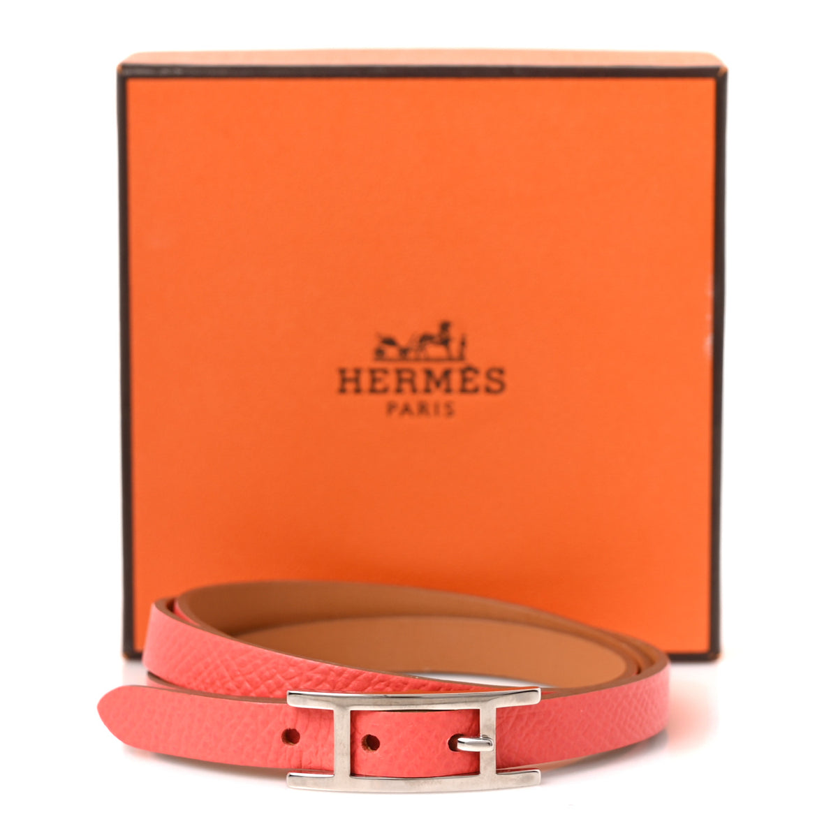 Hermes Epsom Behapi Double Tour Bracelet S Rose Extreme 5 of 5