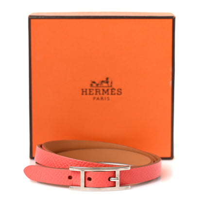 Hermes Epsom Behapi Double Tour Bracelet S Rose Extreme 5 of 5