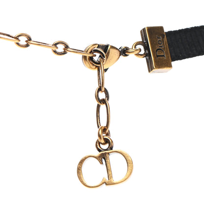 Christian Dior Grosgrain Ribbon Astrology Choker Necklace Black 5 of 5