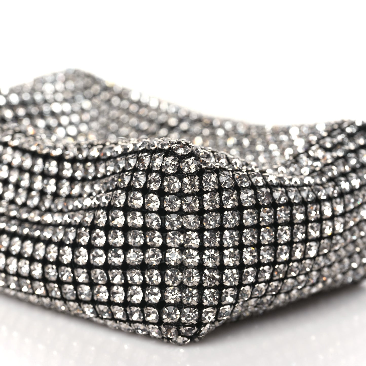 ALEXANDER WANG Mesh Crystal Rhinestone Mini Heiress Pouch Black Silver
