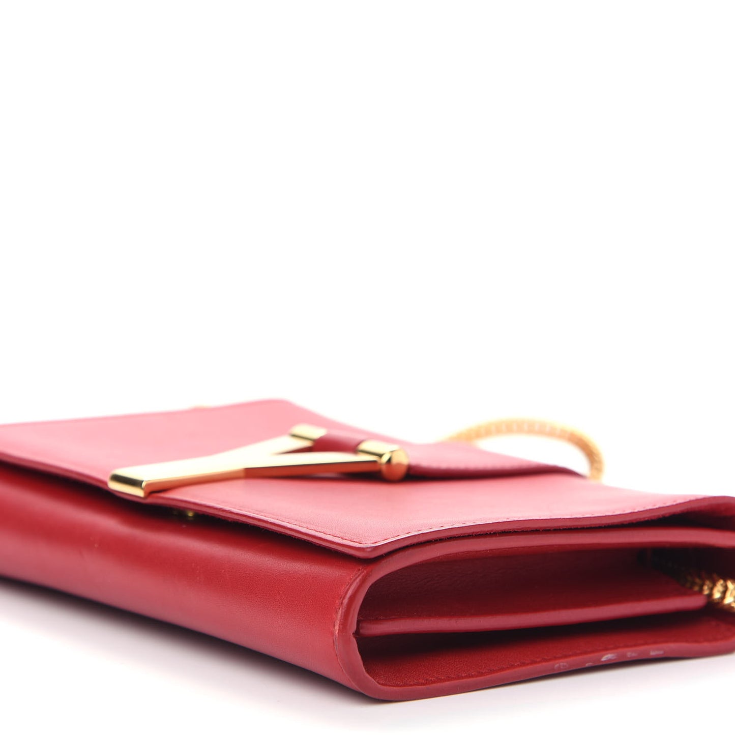 Calfskin Classic Y Ligne Chain Wallet Red