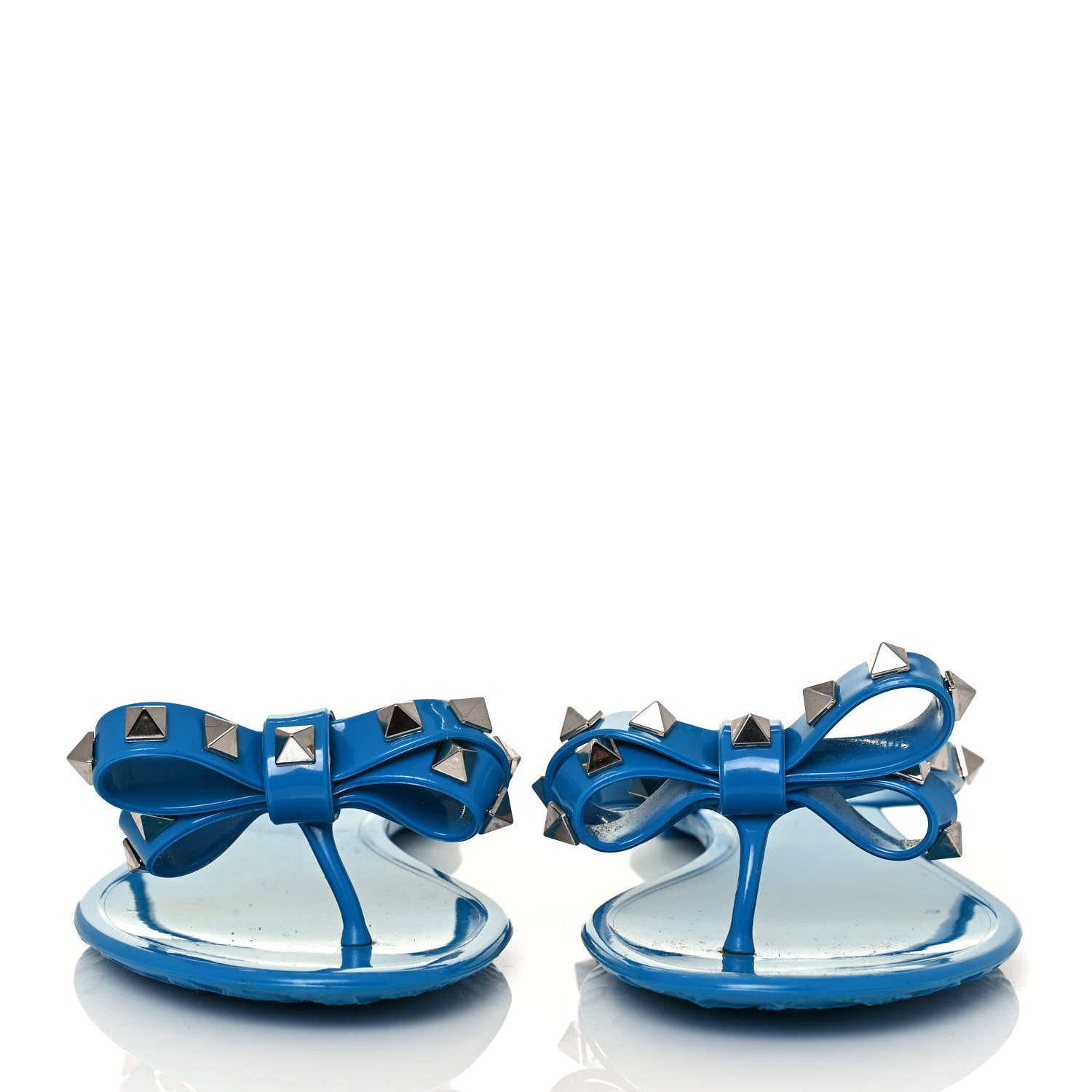 Valentino Garavani PVC Jelly Rockstud Bow Thong Sandals 36 Blue 2 of 8