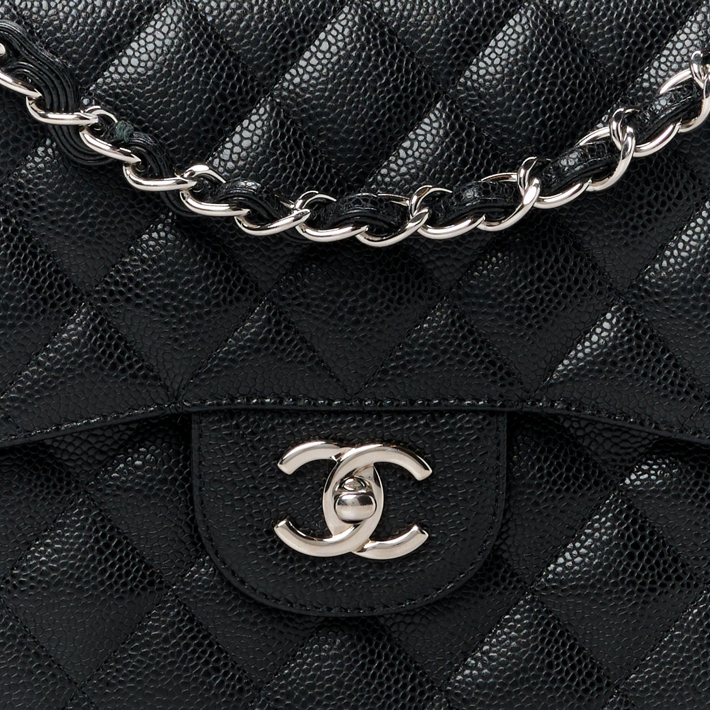 Caviar Quilted Jumbo Double Flap Black