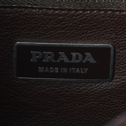 Prada Calfskin Crocodile Embossed Buckle Satchel Moro 6 of 7