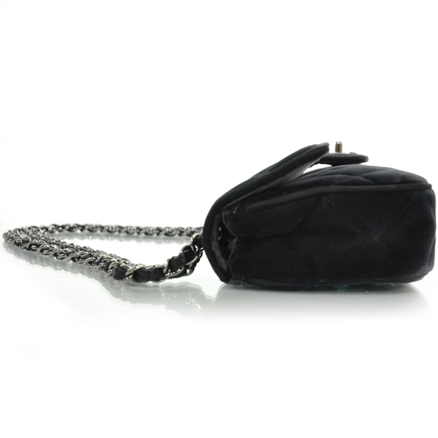 Velvet Quilted East West Flap Black