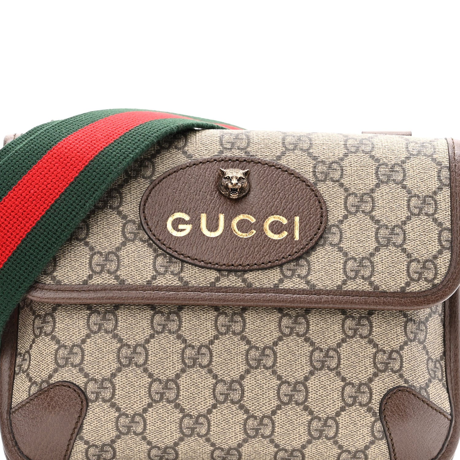 Gucci GG Supreme Monogram Web Small Neo Vintage Double Flap Messenger Bag Beige New Acero 8 of 10