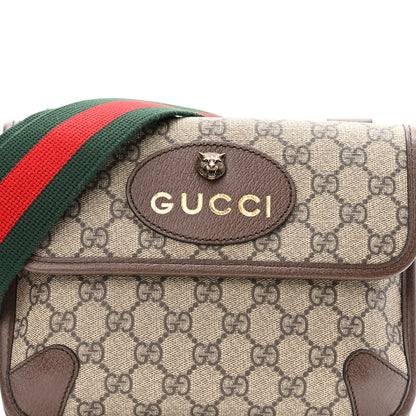 Gucci GG Supreme Monogram Web Small Neo Vintage Double Flap Messenger Bag Beige New Acero 8 of 10