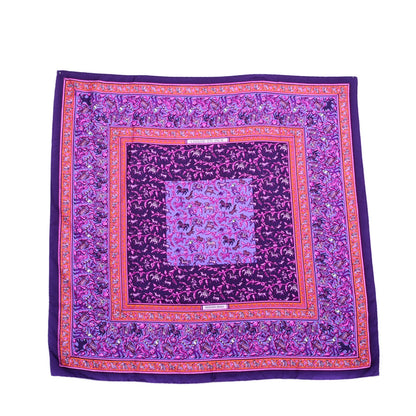 Hermes Silk Chasse En Inde Scarf 90 Violet Orange Rose Indien 1 of 6