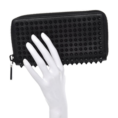 Christian Louboutin Calfskin Panettone Spiked Zip Around Wallet Black 2 of 7